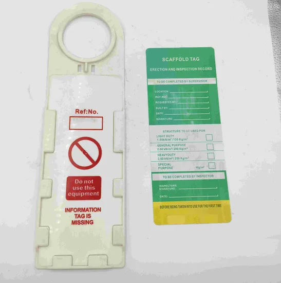Etiquetas de andamios Registro de inspección Etiqueta de bloqueo