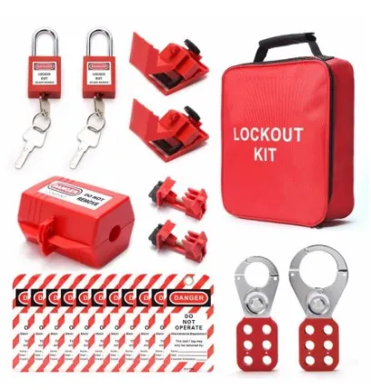 Kit de bloqueo y etiquetado industrial con herramientas de seguridad para interruptores eléctricos