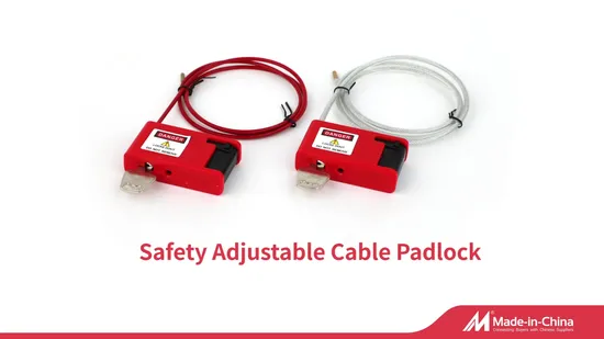 Candado de seguridad con cable ajustable de acero envuelto en PVC, bloqueo y etiquetado. Fabricante Loto.